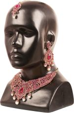 Touchstone Indian Bollywood Gorgeous intricate Workmanship Sparkling White Colorful Rhinestone crystal wedding Designer Jewelry Necklace Set In Gold or Silver Tone For Women. - Image 4